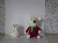 編みぐるみ　雪だるまと鼠みたいな熊